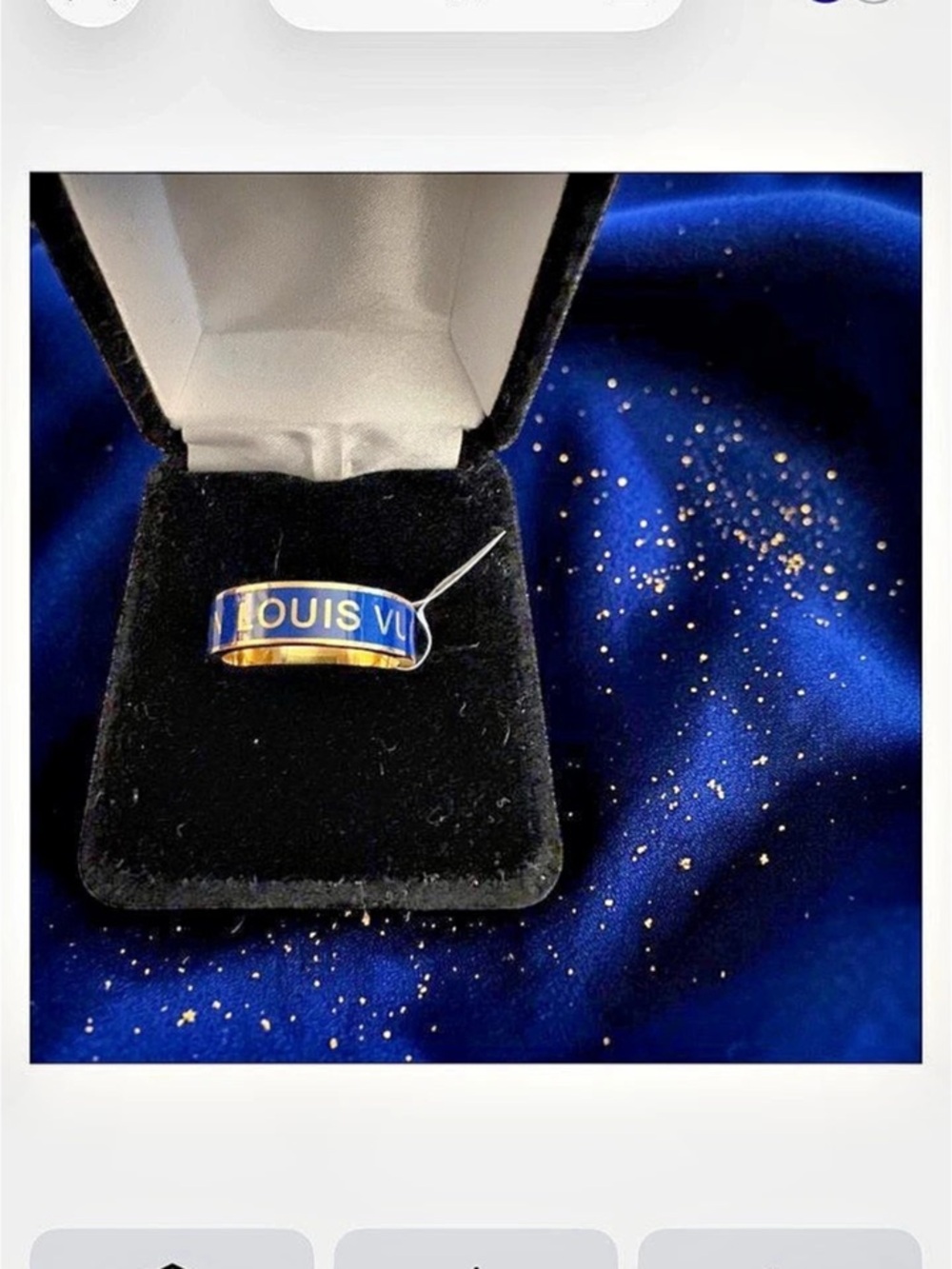 Blue Gold-Tone Ring